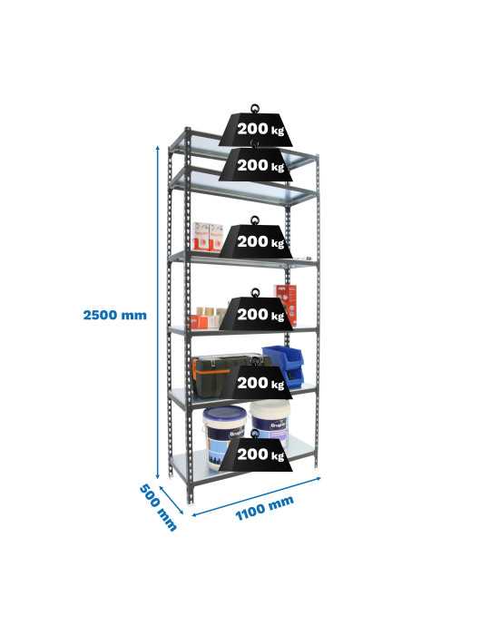 Estanteria 2500x1100x500 SIMONCLICK SUPERPLUS 6/500 ANTRACITA/GALVA marca SIMONRACK