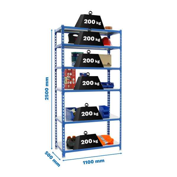 Estanteria 2500x1100x500 SIMONCLICK SUPERPLUS 6/500 AZUL/GALVA marca SIMONRACK
