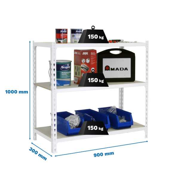 Estanteria 1000x900x300 MADERCLICK 3/300 1000 BLANCO/MADERA marca SIMONRACK