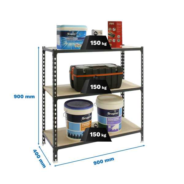 Estanteria 900x900x400 MADERCLICK 3/400 900 ANTRACITA/MADERA marca SIMONRACK