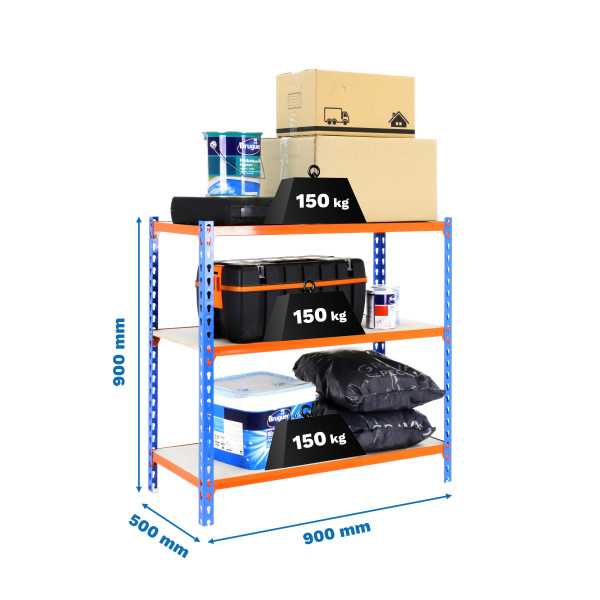 Estanteria 900x900x500 MADERCLICK 3/500 900 AZUL/NARANJA/MADERA marca SIMONRACK