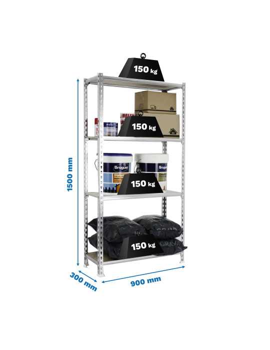 Estanteria 1500x900x300 MADERCLICK 4/300 1500 GALVA/MADERA marca SIMONRACK