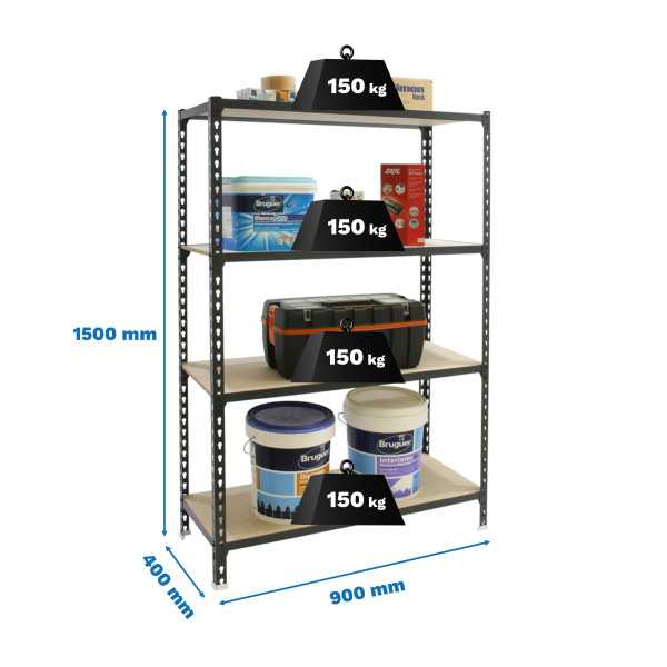 Estanteria 1500x900x400 MADERCLICK 4/400 1500 ANTRACITA/MADERA marca SIMONRACK