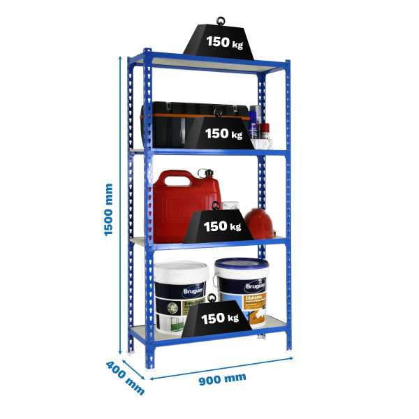 Estanteria 1500x900x400 MADERCLICK 4/400 1500 AZUL/MADERA marca SIMONRACK