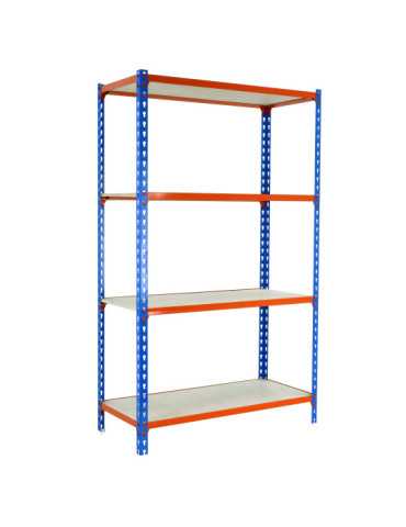 Estanteria 1500x900x400 MADERCLICK 4/400 1500 AZUL/NARANJA/MADERA marca SIMONRACK 2