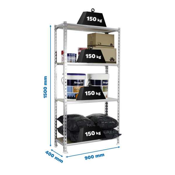 Estanteria 1500x900x400 MADERCLICK 4/400 1500 GALVA/MADERA marca SIMONRACK