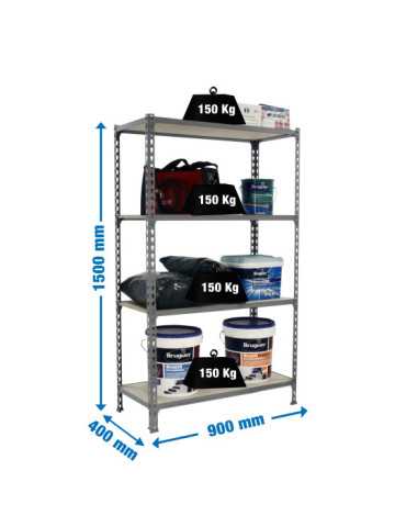 Estanteria 1500x900x400 MADERCLICK 4/400 1500 GRIS/MADERA marca SIMONRACK