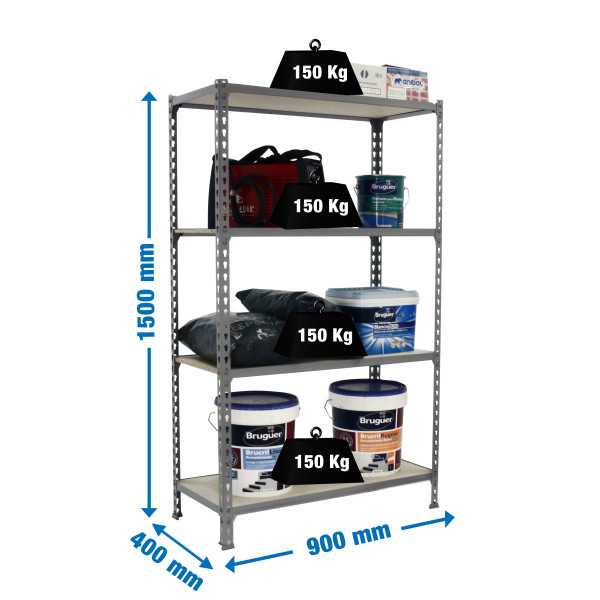 Estanteria 1500x900x400 MADERCLICK 4/400 1500 GRIS/MADERA marca SIMONRACK