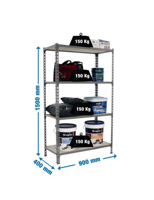 Estanteria 1500x900x400 MADERCLICK 4/400 1500 GRIS/MADERA marca SIMONRACK
