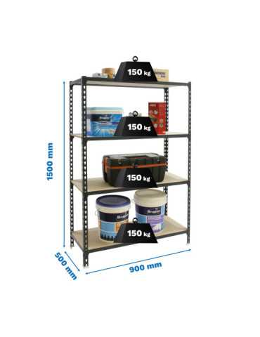 Estanteria 1500x900x500 MADERCLICK 4/500 1500 ANTRACITA/MADERA marca SIMONRACK