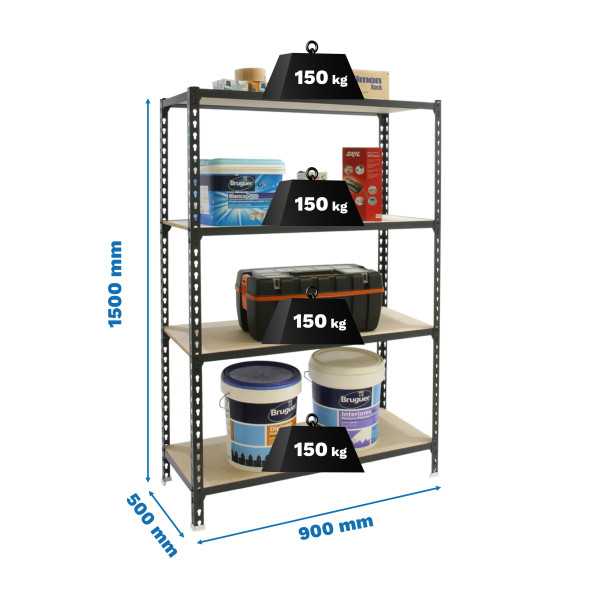 Estanteria 1500x900x500 MADERCLICK 4/500 1500 ANTRACITA/MADERA marca SIMONRACK