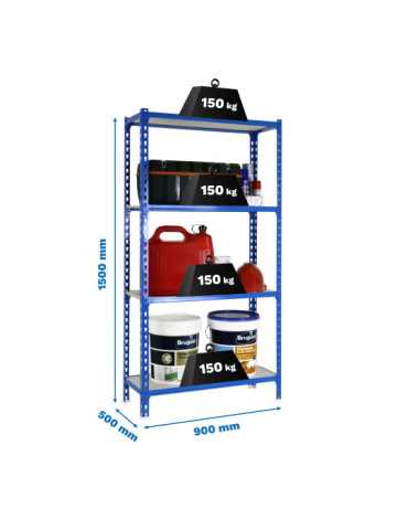 Estanteria 1500x900x500 MADERCLICK 4/500 1500 AZUL/MADERA marca SIMONRACK