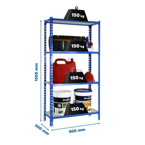 Estanteria 1500x900x500 MADERCLICK 4/500 1500 AZUL/MADERA marca SIMONRACK