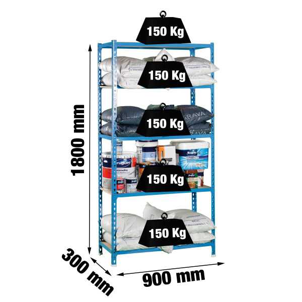 Estanteria 1800x900x300 MADERCLICK 5/300 AZUL/MADERA marca SIMONRACK