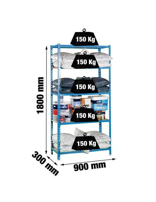 Estanteria 1800x900x300 MADERCLICK 5/300 AZUL/MADERA marca SIMONRACK
