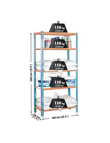 Estanteria 1800x900x300 MADERCLICK 5/300 AZUL/NARANJA/MADERA marca SIMONRACK
