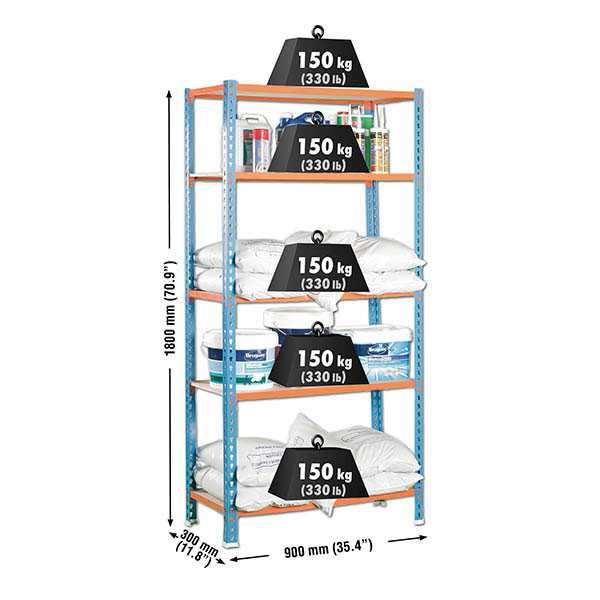 Estanteria 1800x900x300 MADERCLICK 5/300 AZUL/NARANJA/MADERA marca SIMONRACK