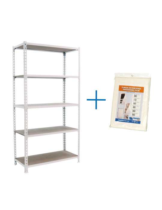 Estanteria 1800x900x300 MADERCLICK 5/300 BLANCO/MADERA + FUNDA marca SIMONRACK