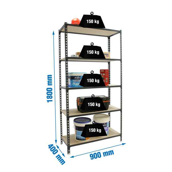 Estanteria 1800x900x400 MADERCLICK 5/400 ANTRACITA/MADERA marca SIMONRACK