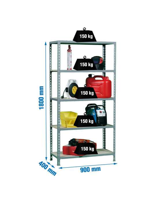 Estanteria 1800x900x400 MADERCLICK 5/400 GRIS/MADERA marca SIMONRACK