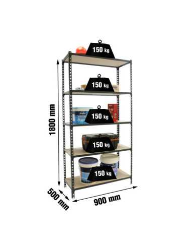 Estanteria 1800x900x500 MADERCLICK 5/500 ANTRACITA/MADERA marca SIMONRACK