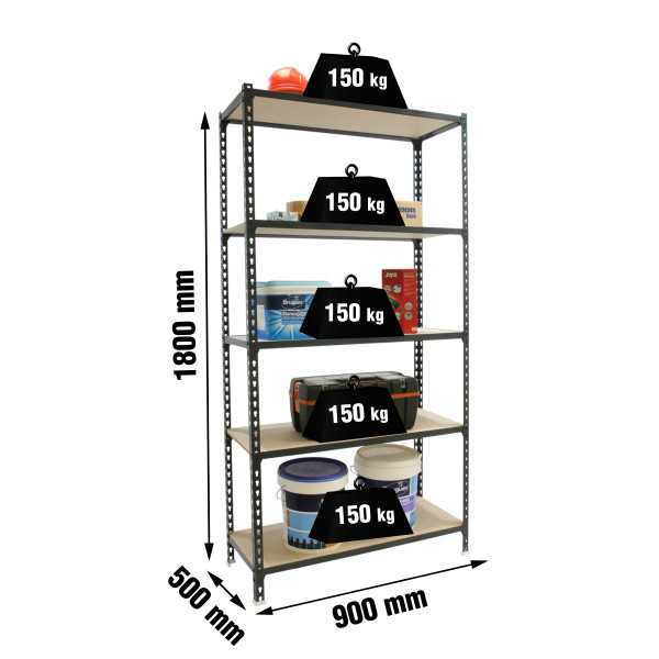 Estanteria 1800x900x500 MADERCLICK 5/500 ANTRACITA/MADERA marca SIMONRACK