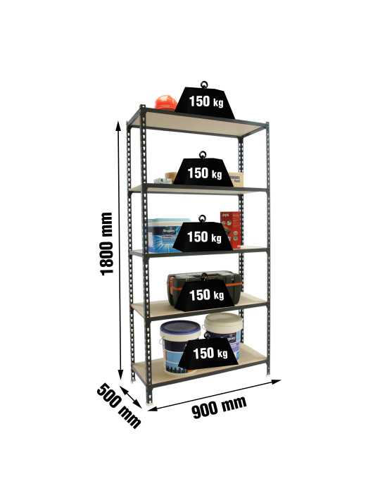 Estanteria 1800x900x500 MADERCLICK 5/500 ANTRACITA/MADERA marca SIMONRACK