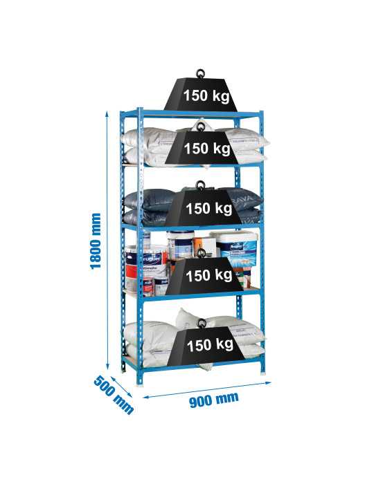 Estanteria 1800x900x500 MADERCLICK 5/500 AZUL/MADERA marca SIMONRACK