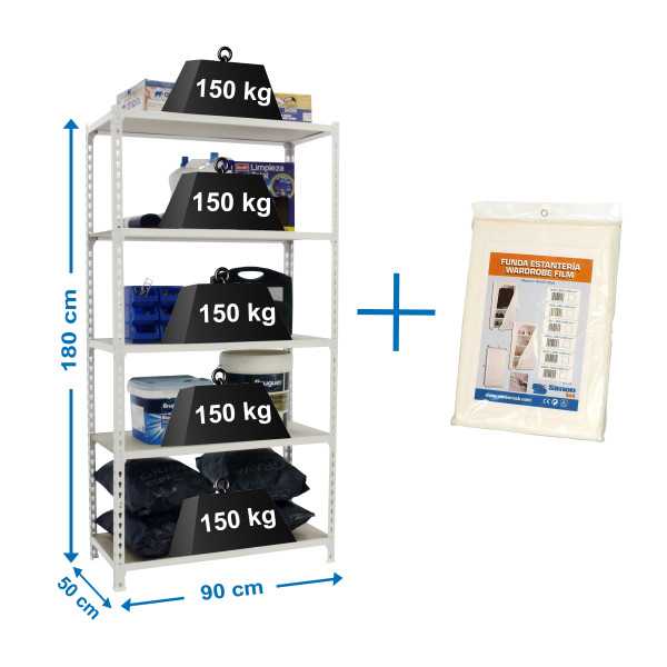 Estanteria 1800x900x500 MADERCLICK 5/500 BLANCO/MADERA + FUNDA marca SIMONRACK