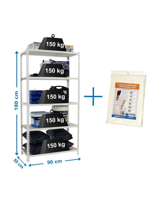 Estanteria 1800x900x500 MADERCLICK 5/500 BLANCO/MADERA + FUNDA marca SIMONRACK