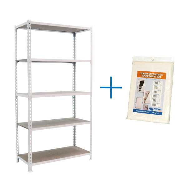 Estanteria 1800x900x500 MADERCLICK 5/500 BLANCO/MADERA + FUNDA marca SIMONRACK