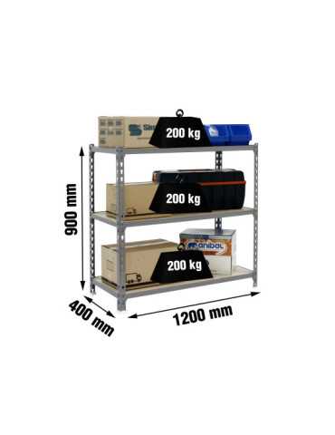 Estanteria 900x1200x400 MADERCLICK MEGAPLUS 3/400 900 GRIS/MADERA marca SIMONRACK