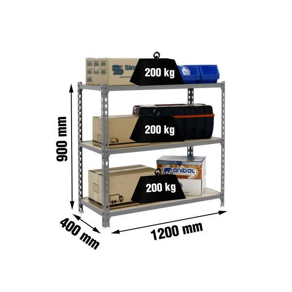 Estanteria 900x1200x400 MADERCLICK MEGAPLUS 3/400 900 GRIS/MADERA marca SIMONRACK