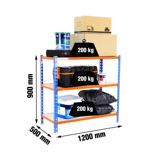 Estanteria 900x1200x500 MADERCLICK MEGAPLUS 3/500 900 AZUL/NARANJ/MAD marca SIMONRACK