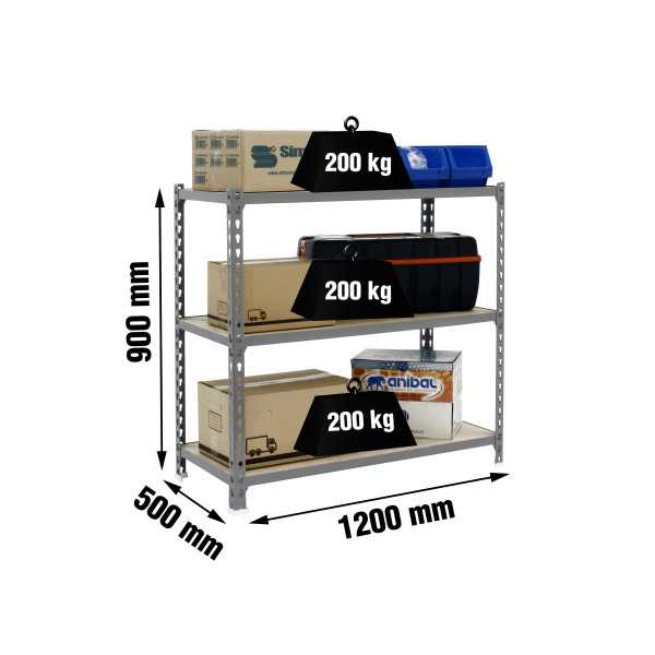 Estanteria 900x1200x500 MADERCLICK MEGAPLUS 3/500 900 GRIS/MADERA marca SIMONRACK