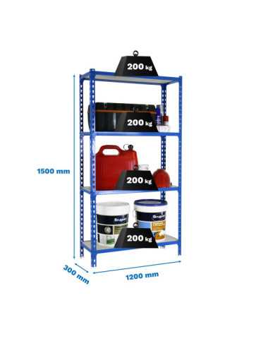 Estanteria 1500x1200x300 MADERCLICK MEGAPLUS 4/300 1500 GRIS/MADERA marca SIMONRACK