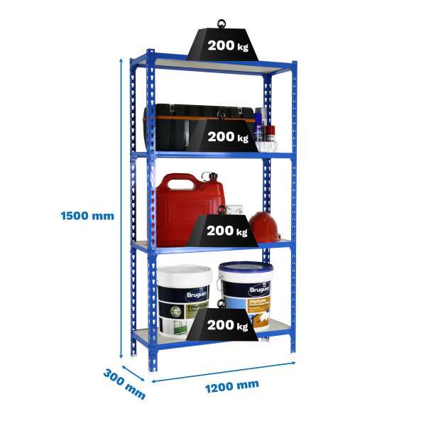 Estanteria 1500x1200x300 MADERCLICK MEGAPLUS 4/300 1500 GRIS/MADERA marca SIMONRACK