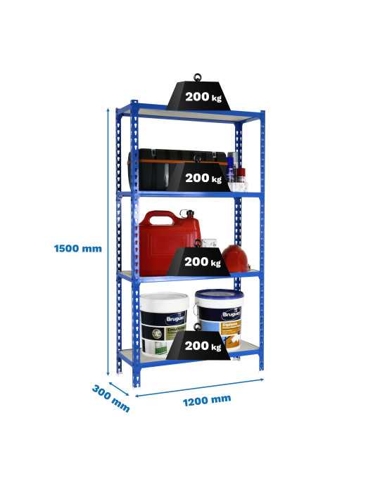 Estanteria 1500x1200x300 MADERCLICK MEGAPLUS 4/300 1500 GRIS/MADERA marca SIMONRACK