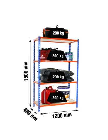 Estanteria 1500x1200x400 MADERCLICK MEGAPLUS 4/400 1500 AZUL/NARA/MAD marca SIMONRACK