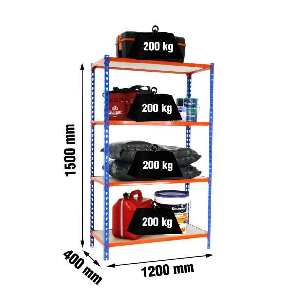 Estanteria 1500x1200x400 MADERCLICK MEGAPLUS 4/400 1500 AZUL/NARA/MAD marca SIMONRACK