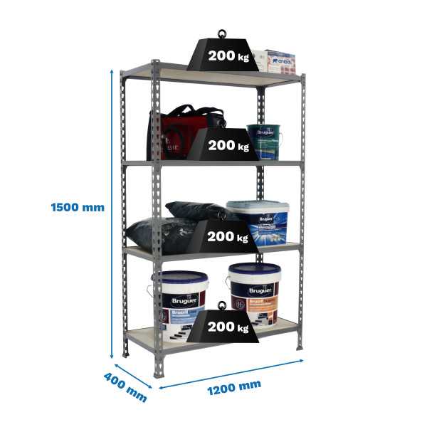 Estanteria 1500x1200x400 MADERCLICK MEGAPLUS 4/400 1500 GALVA/MADERA marca SIMONRACK