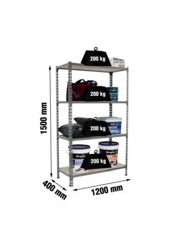 Estanteria 1500x1200x400 MADERCLICK MEGAPLUS 4/400 1500 GRIS/MADERA marca SIMONRACK