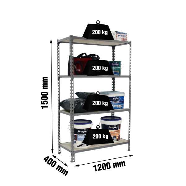 Estanteria 1500x1200x400 MADERCLICK MEGAPLUS 4/400 1500 GRIS/MADERA marca SIMONRACK
