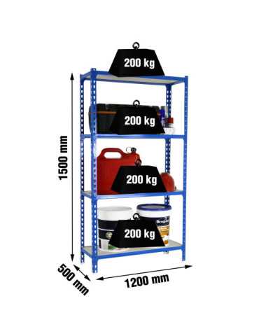 Estanteria 1500x1200x500 MADERCLICK MEGAPLUS 4/500 1500 AZUL/MADERA marca SIMONRACK