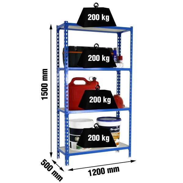 Estanteria 1500x1200x500 MADERCLICK MEGAPLUS 4/500 1500 AZUL/MADERA marca SIMONRACK