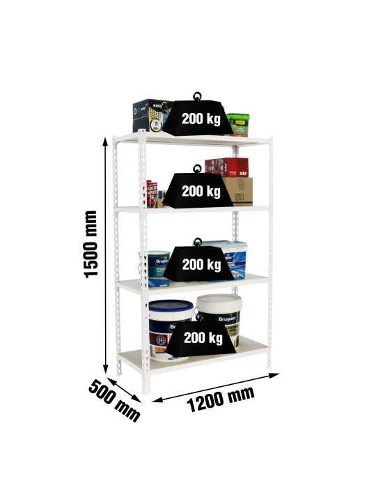 Estanteria 1500x1200x500 MADERCLICK MEGAPLUS 4/500 1500 BLANCO/MADERA marca SIMONRACK