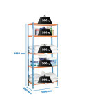 Estanteria 2000x1200x300 MADERCLICK MEGAPLUS 5/300 AZUL/NARANJA/MADERA marca SIMONRACK