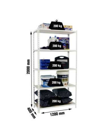 Estanteria 2000x1200x400 MADERCLICK MEGAPLUS 5/400 BLANCO/MADERA marca SIMONRACK