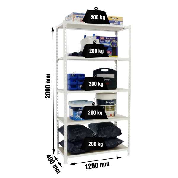 Estanteria 2000x1200x400 MADERCLICK MEGAPLUS 5/400 BLANCO/MADERA marca SIMONRACK