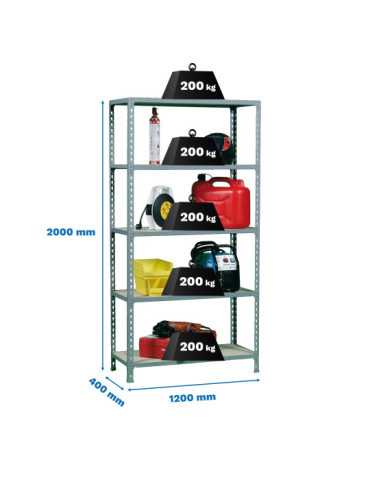 Estanteria 2000x1200x400 MADERCLICK MEGAPLUS 5/400 GALVA/MADERA marca SIMONRACK